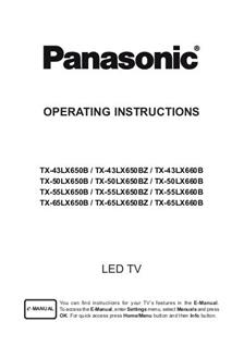 Panasonic TX 65LX650 manual. Camera Instructions.